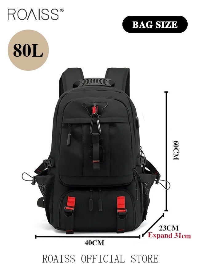 roaiss Men's Outdoor Sports Mountaineering Bag, External Charging Port, Independent Shoe Compartment, Large Capacity Scientific Compartmentalized Backpack, Short Distance Luggage Bag  - Image 2