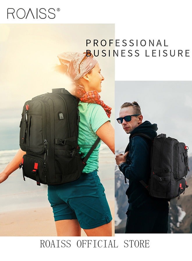 roaiss Men's Outdoor Sports Mountaineering Bag, External Charging Port, Independent Shoe Compartment, Large Capacity Scientific Compartmentalized Backpack, Short Distance Luggage Bag  - Image 3