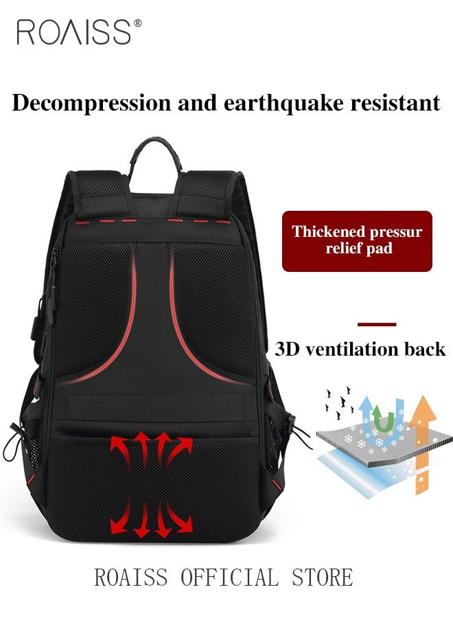 roaiss Men's Outdoor Sports Mountaineering Bag, External Charging Port, Independent Shoe Compartment, Large Capacity Scientific Compartmentalized Backpack, Short Distance Luggage Bag  - Image 5