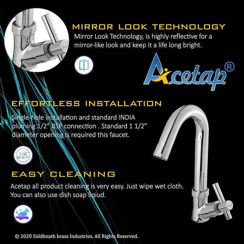 Acetap Brass Swan Neck Sparrow Series Chrome Plated With Wall Flange - Image 4