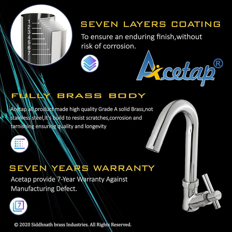 Acetap Brass Swan Neck Sparrow Series Chrome Plated With Wall Flange - Image 3