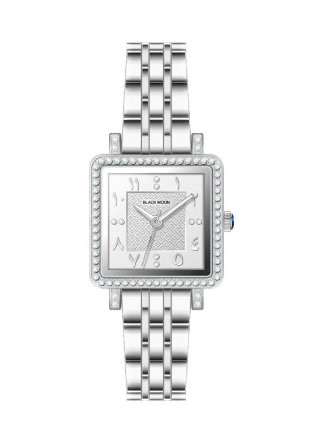 Black Moon - Square Silver Arabic Dial Analog Watch With Stainless Steel Strap - Image 1