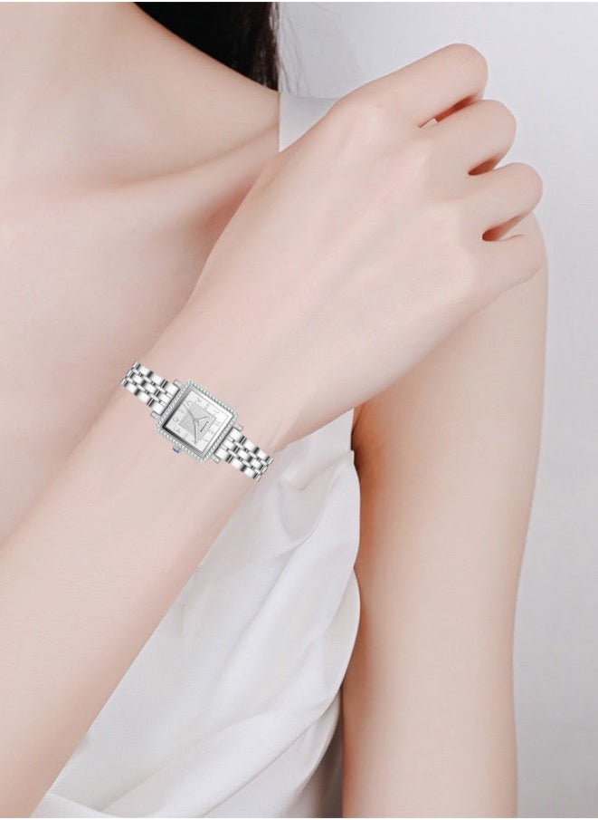 Black Moon - Square Silver Arabic Dial Analog Watch With Stainless Steel Strap - Image 1