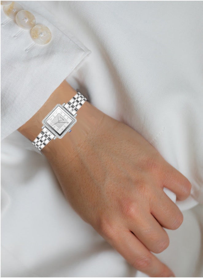 Black Moon - Square Silver Arabic Dial Analog Watch With Stainless Steel Strap - Image 1
