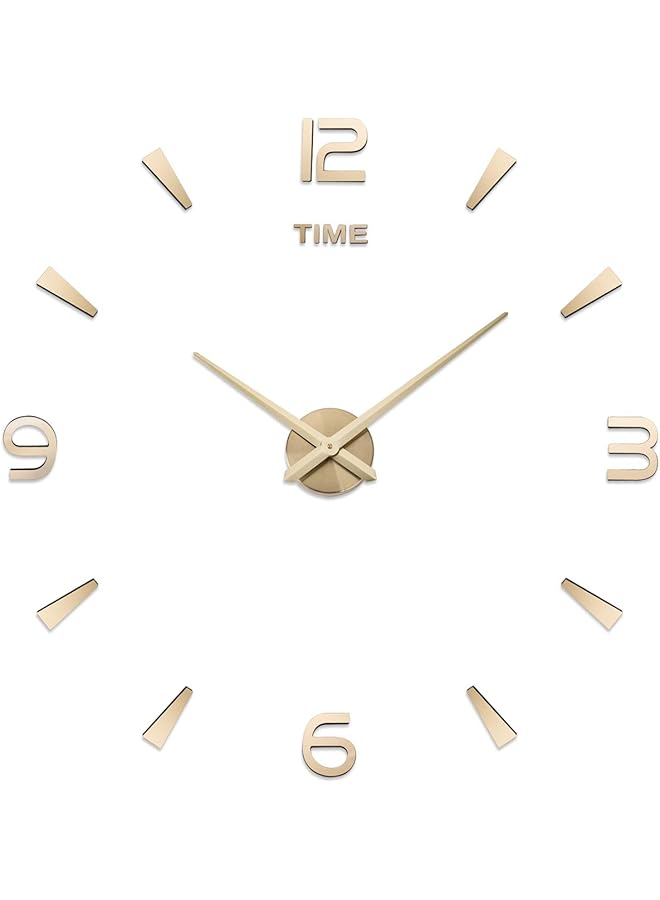 إيروريكس ساعة حائط ثلاثية الأبعاد DIY ديكور ملصق مرآة بدون إطار مجموعة ساعة حائط كبيرة DIY لغرفة المعيشة المنزلية وغرفة النوم والديكور المكتبي باللون الذهبي - Image 1