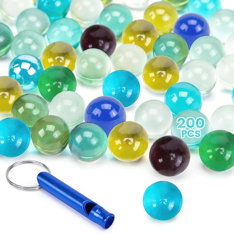 POPLAY 200PCS Marbles Bulk with Whistle, for Marbles Run and Racing Games - Image 1