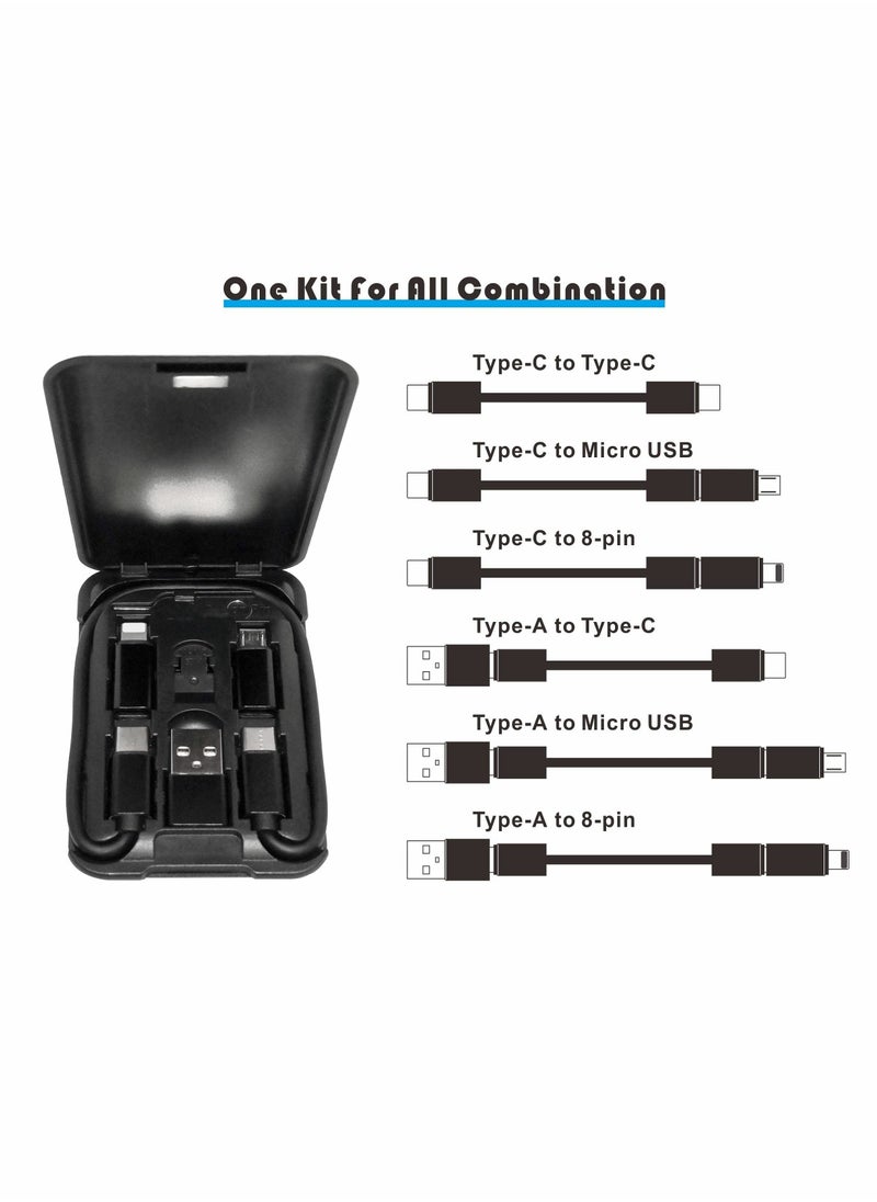 USB Cable Conversion Storage Box, USB Type C Cable and Types USB Adapter Combination Set, USB C Type Charging and Data Transfer Cable, USB C to USB A/Micro USB/Light Aluminum Alloy Convert Connectors