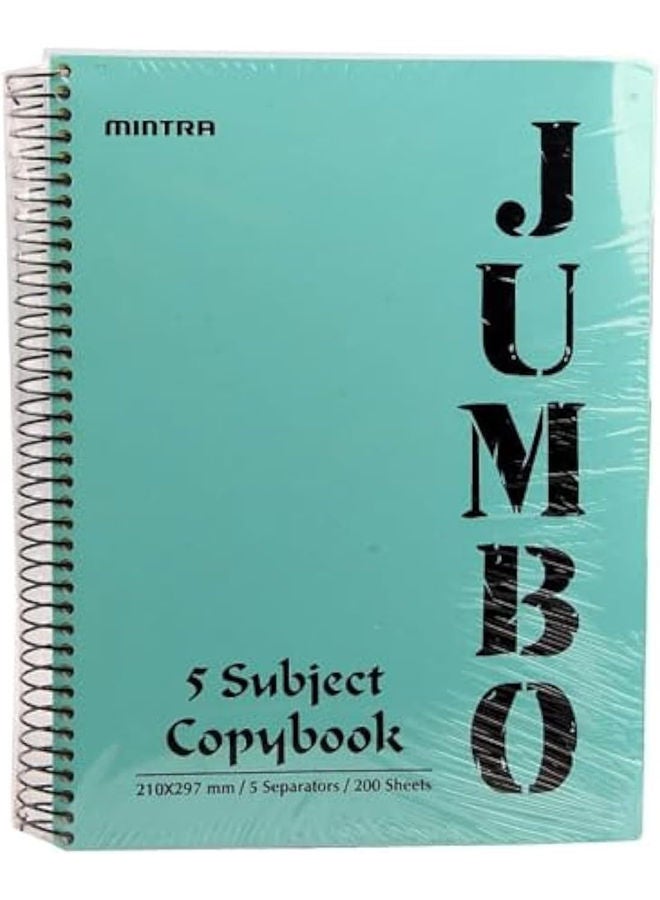UNIVERSITY NOTEBOOK MINTRA JUMBO WIRED 200 PAPERS LINED 5 SEPARATORS PLASTIC COVER A4 Multicolor- multishapes