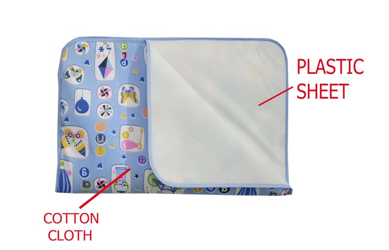Ecosoft Baby Plastic Sheet / 3 Layer Bed Protector Waterproof for Baby/Bed Wetting Protector (Multicolor 001) - Image 3
