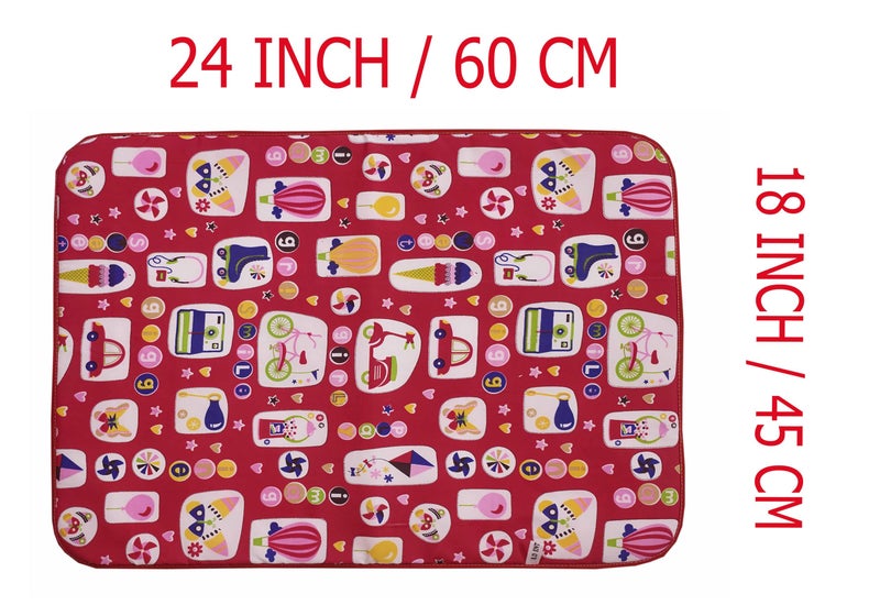 Ecosoft Baby Plastic Sheet / 3 Layer Bed Protector Waterproof for Baby/Bed Wetting Protector (Multicolor 001) - Image 2