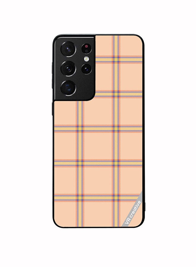VR CREATIVE Protective Case Cover For Samsung Galaxy S21 Ultra 5G Check Seamless Pattern In Beige Vector Design Multicolour - Image 1