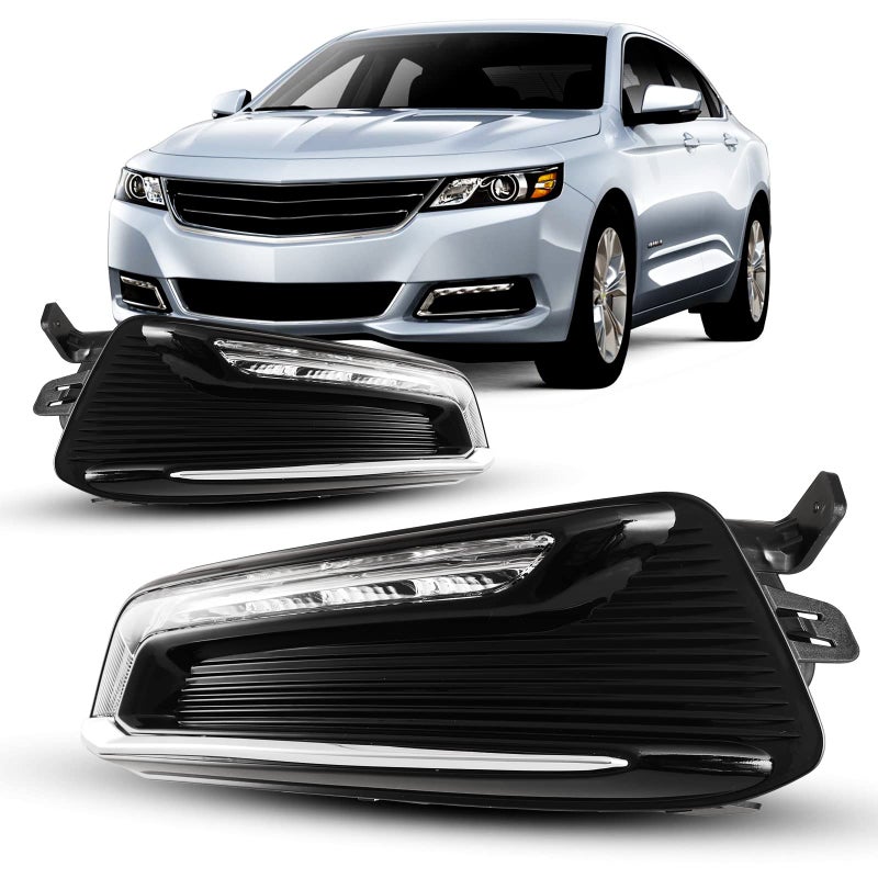 AUTOFREE LED DRL Fog Lights Compatible for Chevy Impala 20142020 Not for 1416 Impala limited models Fog Lamp Assembly Wiring Kit Switch Included 1 Pair Clear Lens