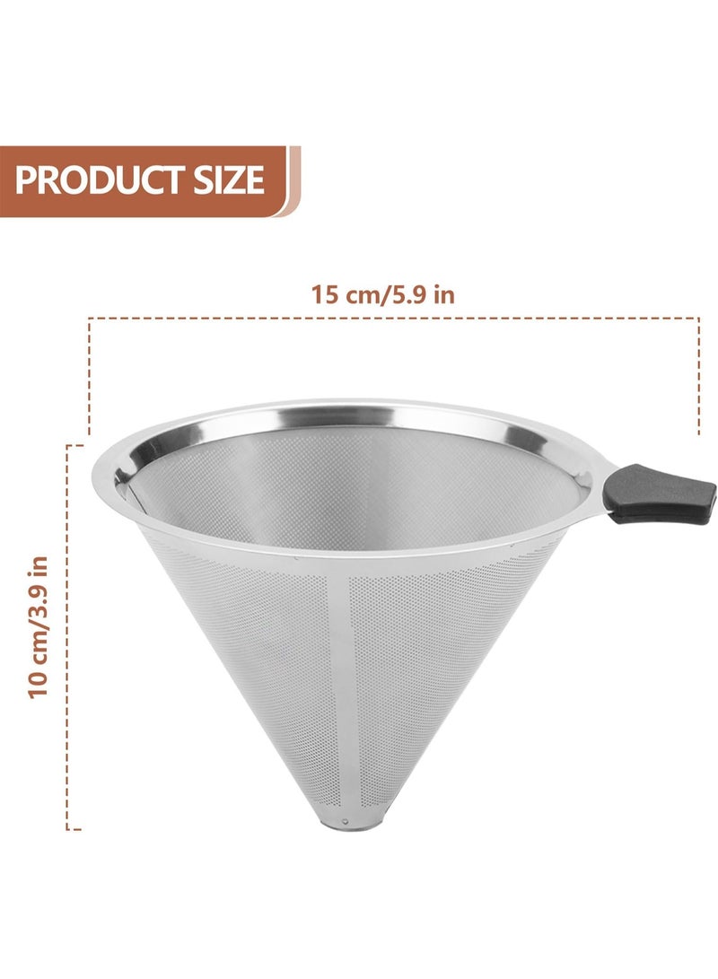 كيلا عبوة من 2 فلتر قهوة متوافق مع أجهزة تحضير القهوة Chemex (6، 8، 10 أكواب) وHario V60 02 و03، فلتر قهوة قابل لإعادة الاستخدام ودائم على شكل مخروط قهوة - Image 2