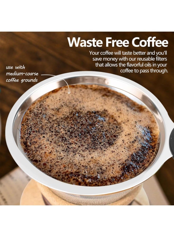 كيلا عبوة من 2 فلتر قهوة متوافق مع أجهزة تحضير القهوة Chemex (6، 8، 10 أكواب) وHario V60 02 و03، فلتر قهوة قابل لإعادة الاستخدام ودائم على شكل مخروط قهوة - Image 5