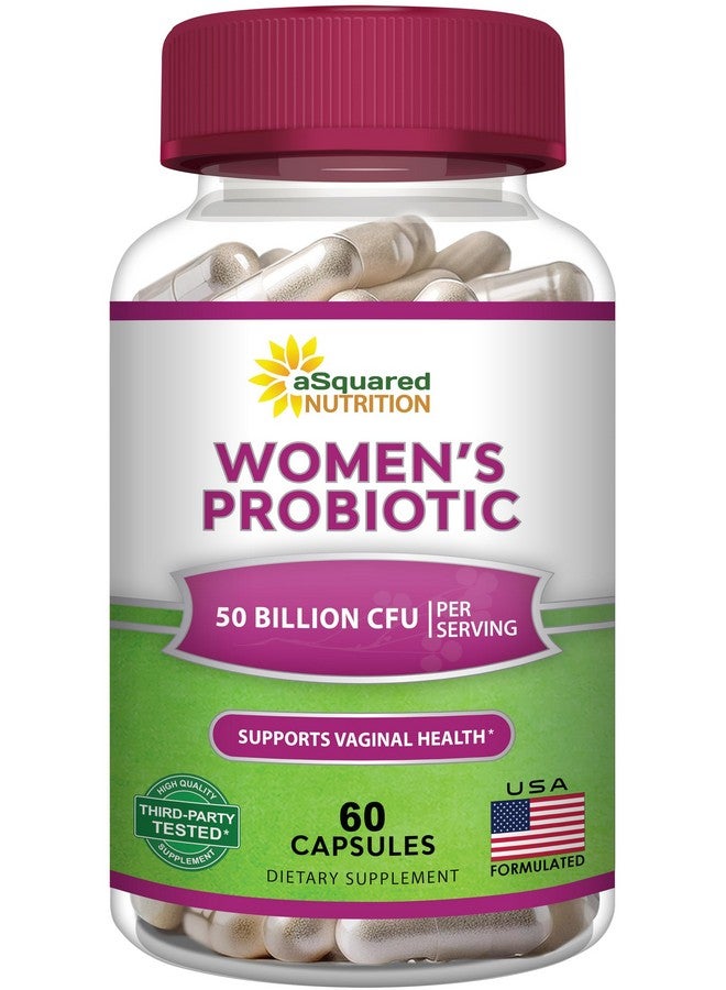 aSquared Nutrition Probiotics for Women - 50 Billion CFU Women's Probiotic Supports Digestive, Gut, Vaginal & Urinary Tract Health - Prebiotics for Females - 60 Capsules - Alt to Gummies - Image 1