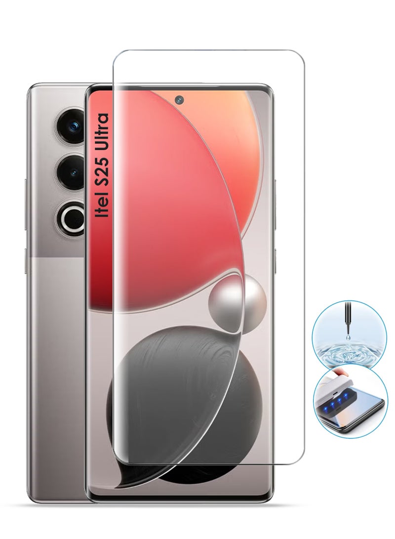 REWO Itel S25 Ultra Screen Protector - UV Advanced Full Screen Tempered Glass For Itel S25 Ultra, Full Adhesive UV Curved Case Friendly HD Clarity With Installation Kit, High Transparency, Delicate Touch, Anti-Explosion, Smooth Arc Edges - Image 1