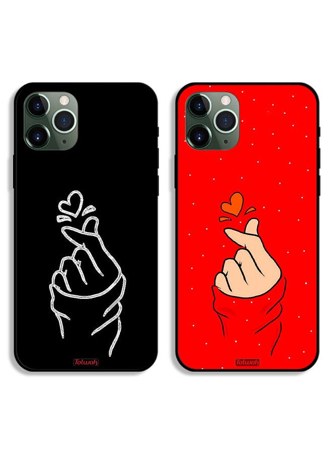 Tolwak Two Cases For Apple iPhone 11 Pro Max Protective Covers Black and Red Snap  - Image 1
