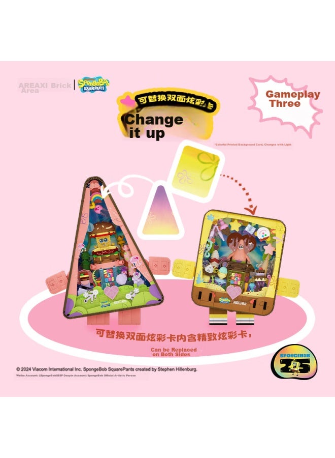 Area-x Brick Zone, Spongebob 25th Anniversary Co-branded Building Block Toy, Trendy Valentine's Day Gift, Heart-shaped Launcher - Image 3