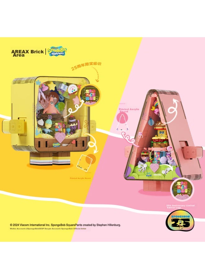 Area-x Brick Zone, Spongebob 25th Anniversary Co-branded Building Block Toy, Trendy Valentine's Day Gift, Heart-shaped Launcher - Image 4