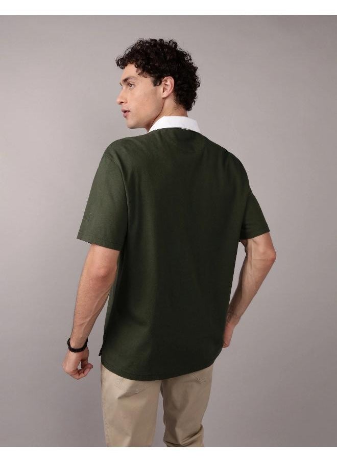 American Eagle AE Contrast Collar Polo Shirt  - Image 2