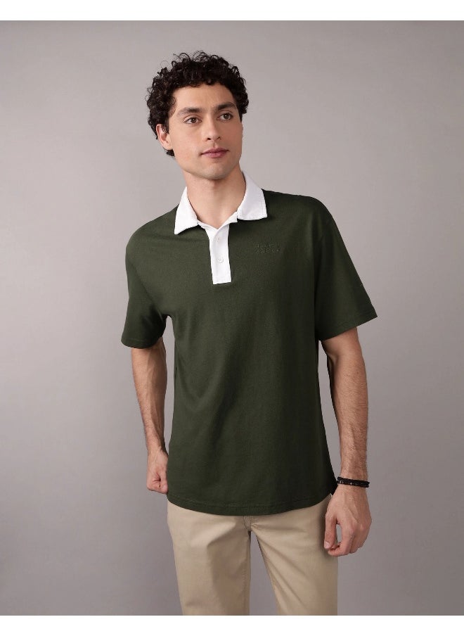 American Eagle AE Contrast Collar Polo Shirt  - Image 1