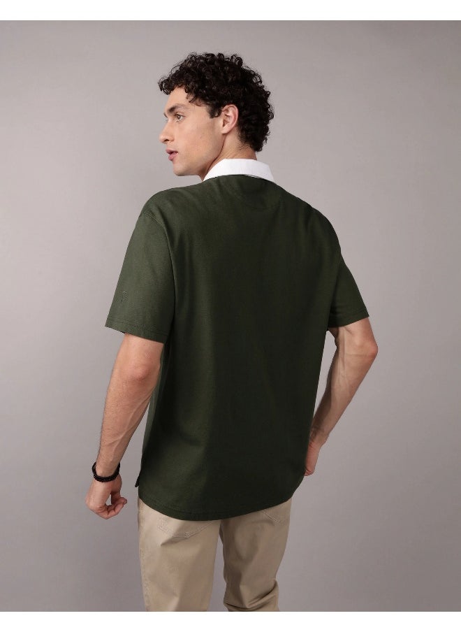 American Eagle AE Contrast Collar Polo Shirt  - Image 4