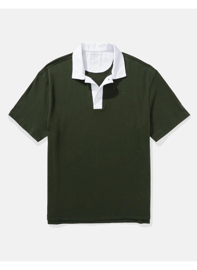 American Eagle AE Contrast Collar Polo Shirt  - Image 5