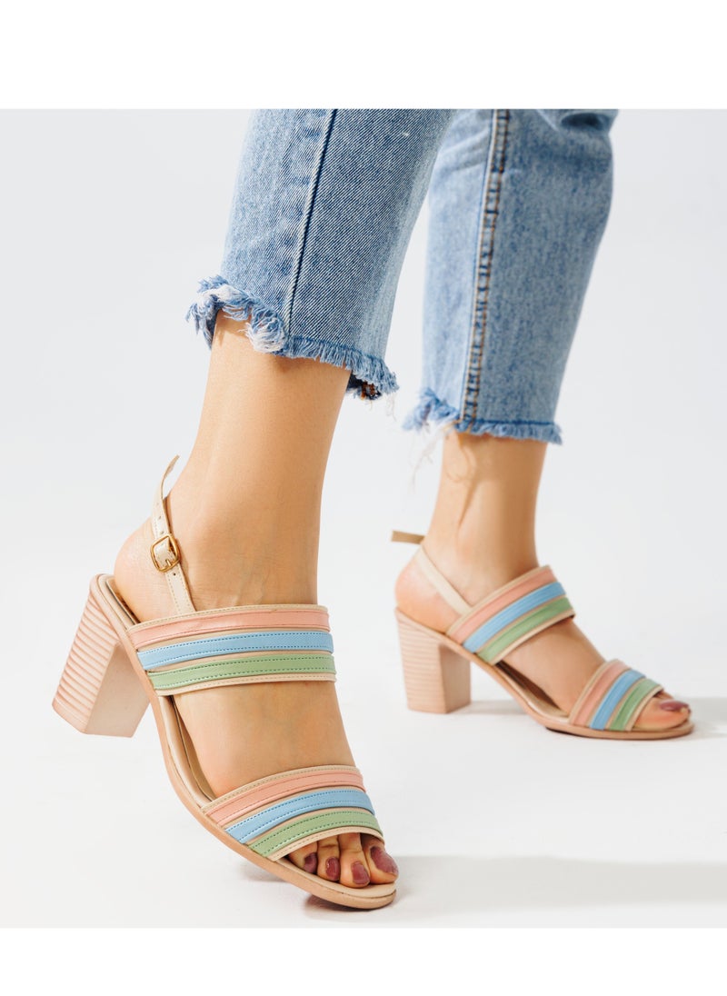 LIFESTYLISH - SN-520 Sandal With Buckle Closure And Comfortable Heel - Beige - Image 1