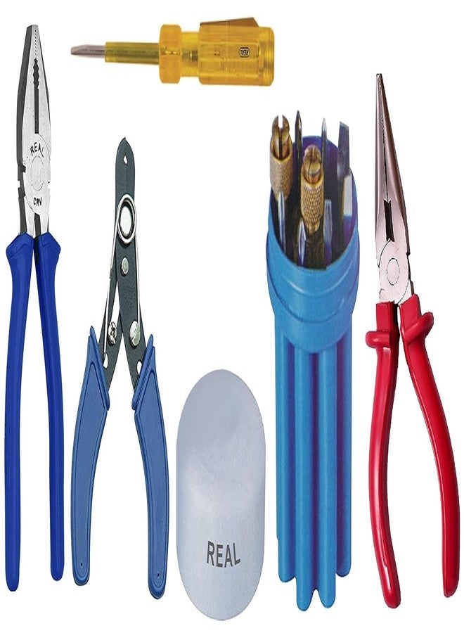 PERFECT TECH Multi Hand Tool Kit (Combination Side Cutting Plier 8 inch, Nose Plier 6 inch, Wire Stripper 6 inch, 8 Pcs Set of Screw Driver Kit, Tester with Neon Bulb) - 12 Pc - Image 1