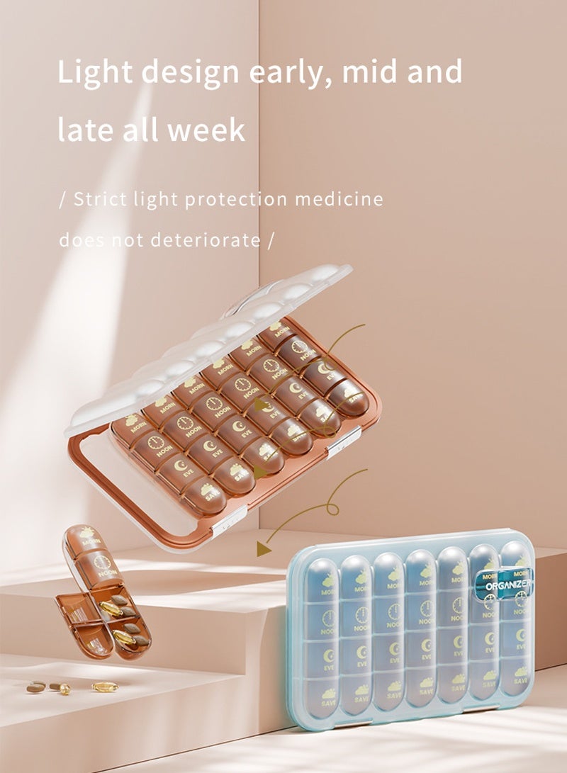 lebonaer Large Weekly Pill Organizer 4 Times a Day, 7-Day Pill Boxes AM PM, Big Compartments Pill Case for Fish Oils, Vitamin Holder Supplement (Blue) - Image 4