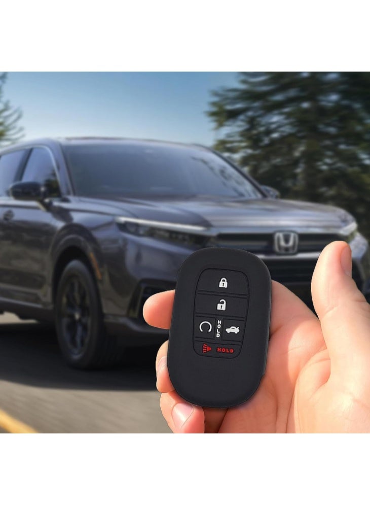 NOSKIN 2 Pack Silicone Key Fob Cover with Key Chains fit for Honda Civic, Accord, CR-V, HR-V, Pilot, Passport 2022-2026, 5 Buttons, Black - Image 5