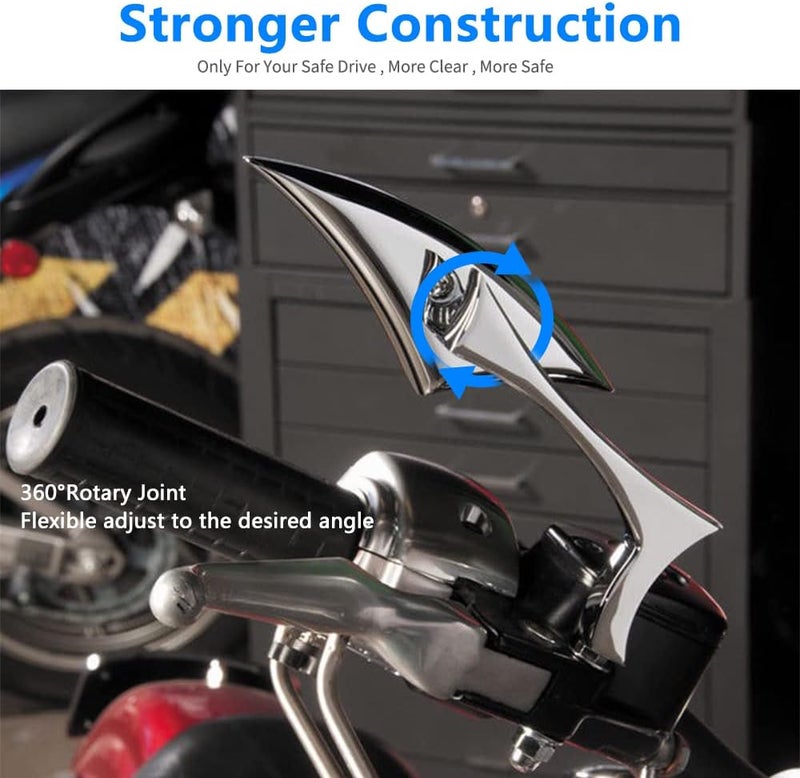 DREAMIZER Motorcycle Chrome Spear Blade Mini Side Mirrors for Touring Sportster Iron 883 1200 Road Glide Road King Softail - Image 3