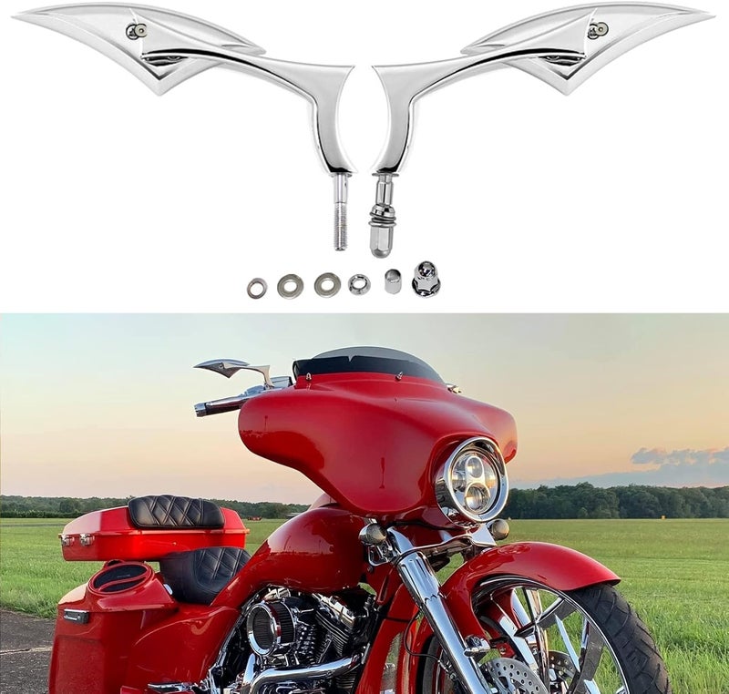 DREAMIZER Motorcycle Chrome Spear Blade Mini Side Mirrors for Touring Sportster Iron 883 1200 Road Glide Road King Softail - Image 1