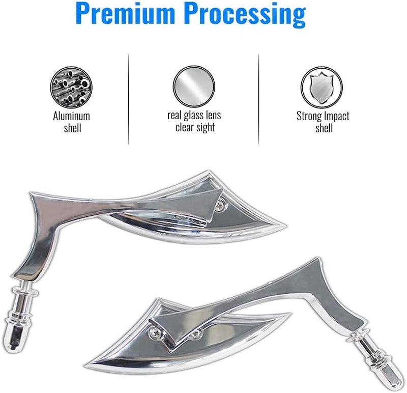 DREAMIZER Motorcycle Chrome Spear Blade Mini Side Mirrors for Touring Sportster Iron 883 1200 Road Glide Road King Softail - Image 2