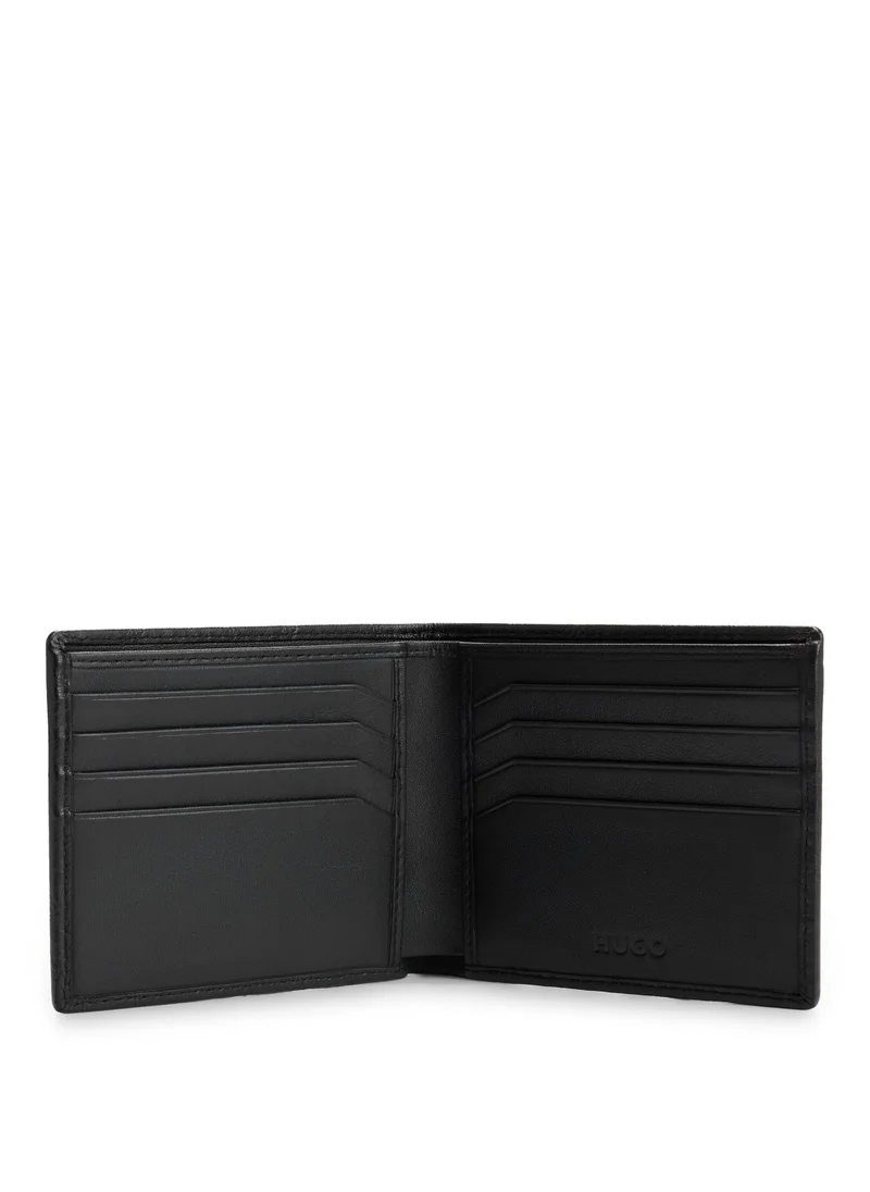 HUGO Nappa-leather wallet with stacked-logo chain pattern