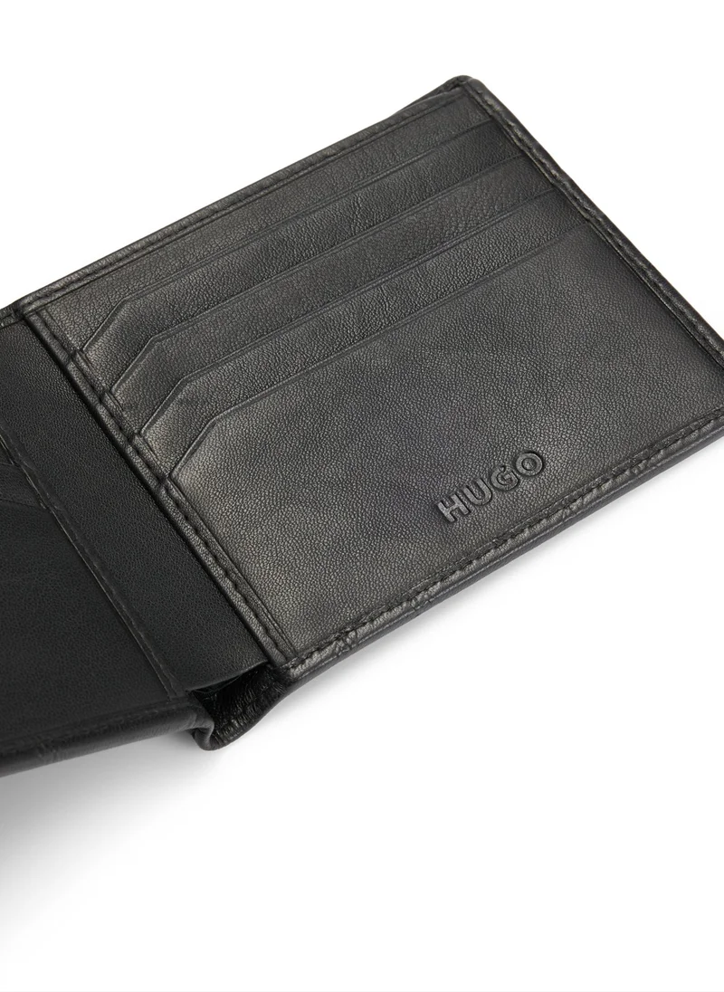 HUGO Nappa-leather wallet with stacked-logo chain pattern