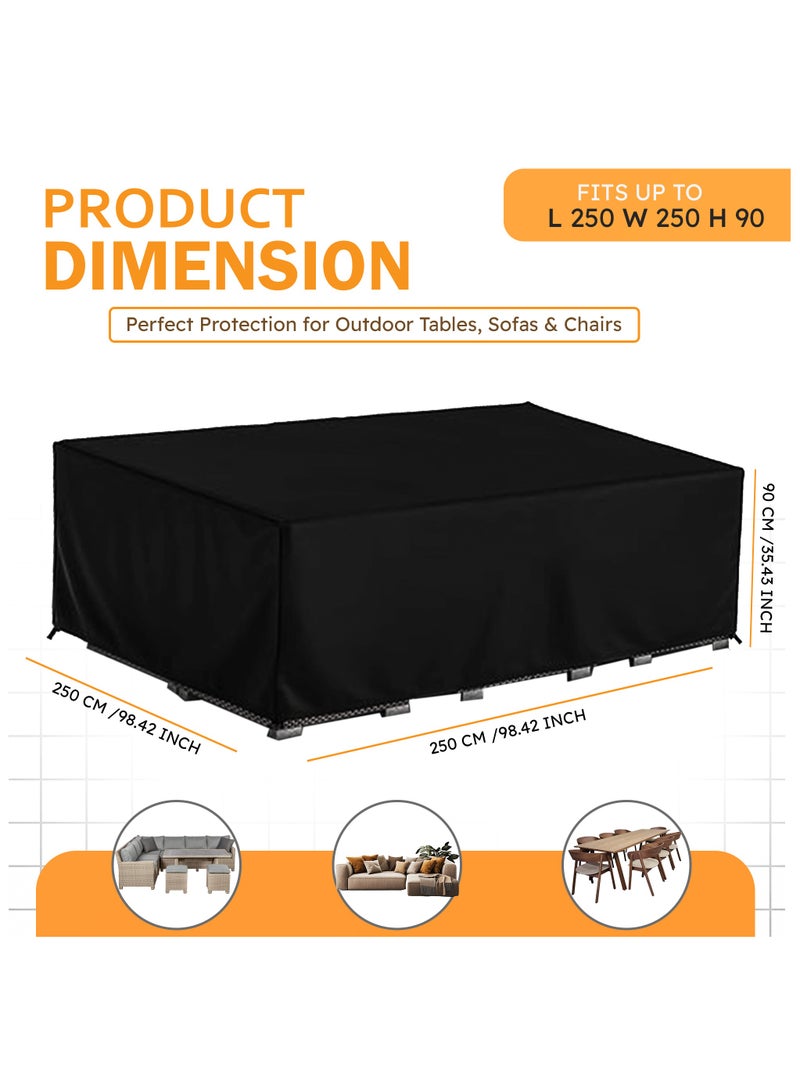 TOPIFY Waterproof Garden Patio Furniture Cover Set,(250 x250 x90) 210D Heavy Duty Oxford Fabric UV Resistant Protection for Square Sofa Outdoor - Image 2