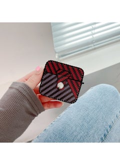 Suitable For AirPods 4 Headphone Case Cartoon All-inclusive Leather Case For Apple1/2 Generation Pro2 Bluetooth Protective Case One-piece Case-Color:One-piece Leather Case-Red Gray Twill-Model:Airpods Pro (protective Sleeve)