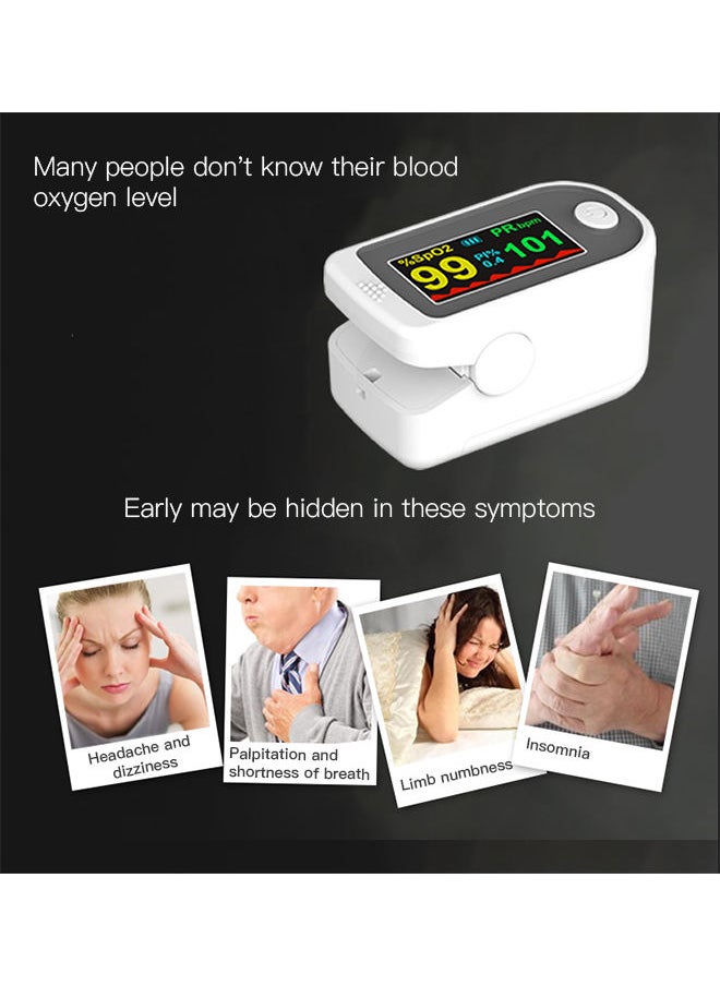 Fingertip Pulse Oximeter Blood Oxygen Saturation Monitor Heart Rate Detection