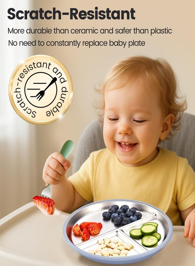 MIMORE Stainless Steel Kids Plates - 3 Pack 9.25" Stainless Steel Baby Plates with Suction - Non Toxic & BPA Free - Image 5