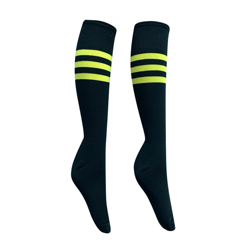 Generic High bouncing ball football socks cross-border long barrel striped durable sports socks dance cheerleading fitness yoga socks Black yellow edge 