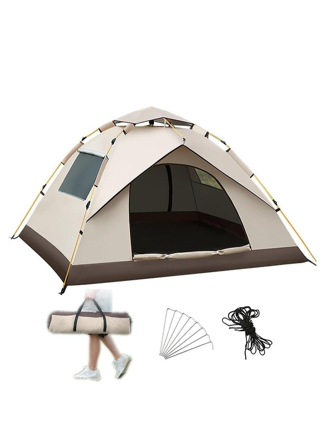 thumbnail image 2 of 3-4 Person Quick Setup Dome Tent - Automatic Pop Up, Wind/Rainproof, 2 Doors & Windows (Sky Blue) 2 of 13
