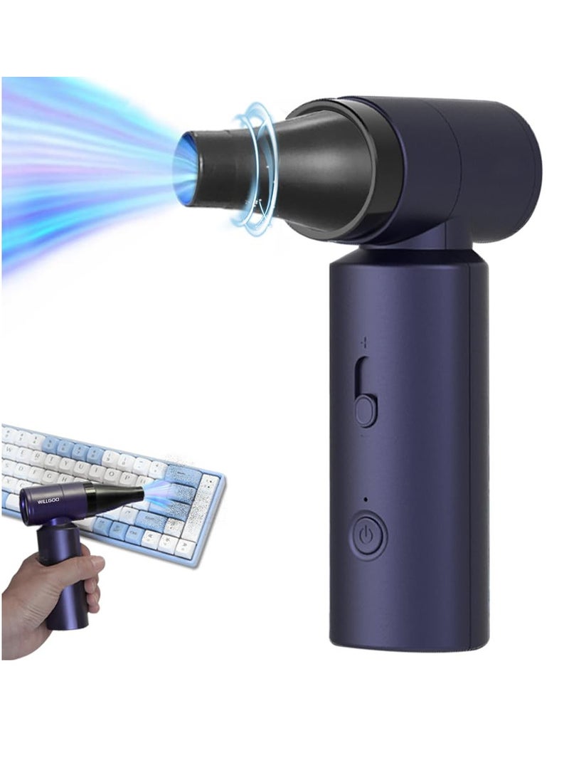 SYOSI Jet Dry Blower 80000RPM Portable Electric Air Duster Super Jet Fan with 4 Gears Adjustable 4500mAh Type C Rechargeable Cordless Air Blower for Car Keyboard Camping Inflation and BBQ Blue  - Image 1
