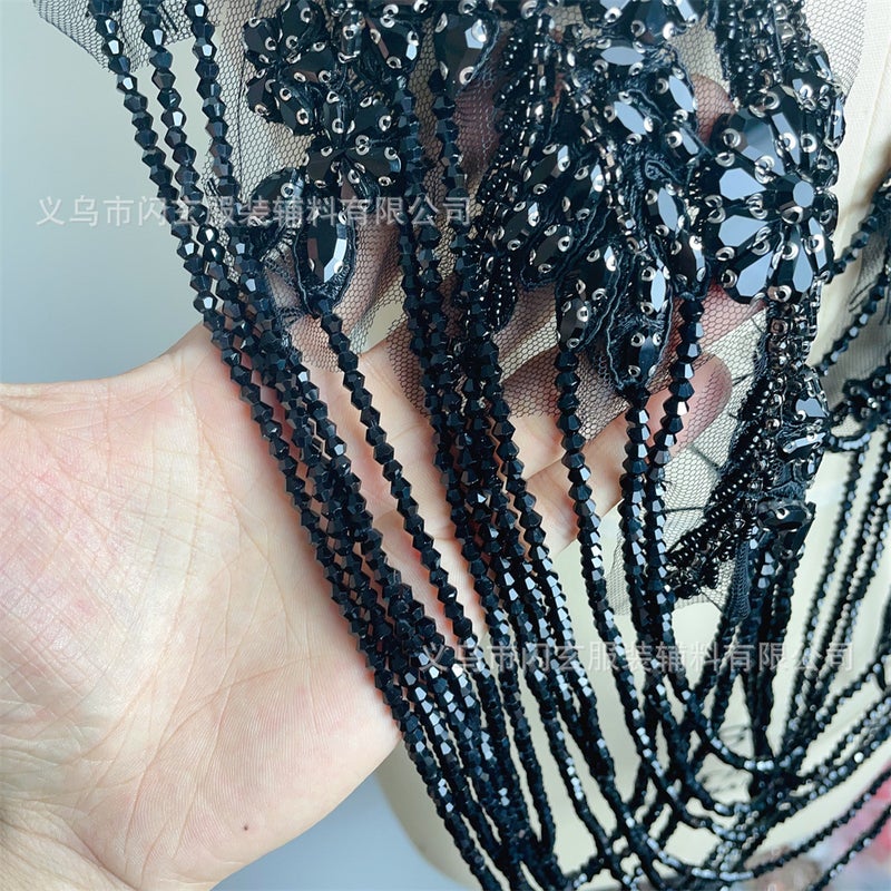 Spot Handmade Beaded Tassel Shoulder Wedding Dress Dress Accessories Beaded Crystal Diamond Lace Decal - Image 4