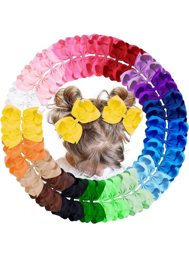 Oaoleer 40Pcs 4.5" Hair Bows Clips Grosgrain Ribbon, Alligator Clips, Barrettes Hair Accessories for Baby Girls Infants Toddlers Kids Teens Children (4.5 Inch, 20 Colors in Pairs) - Image 1