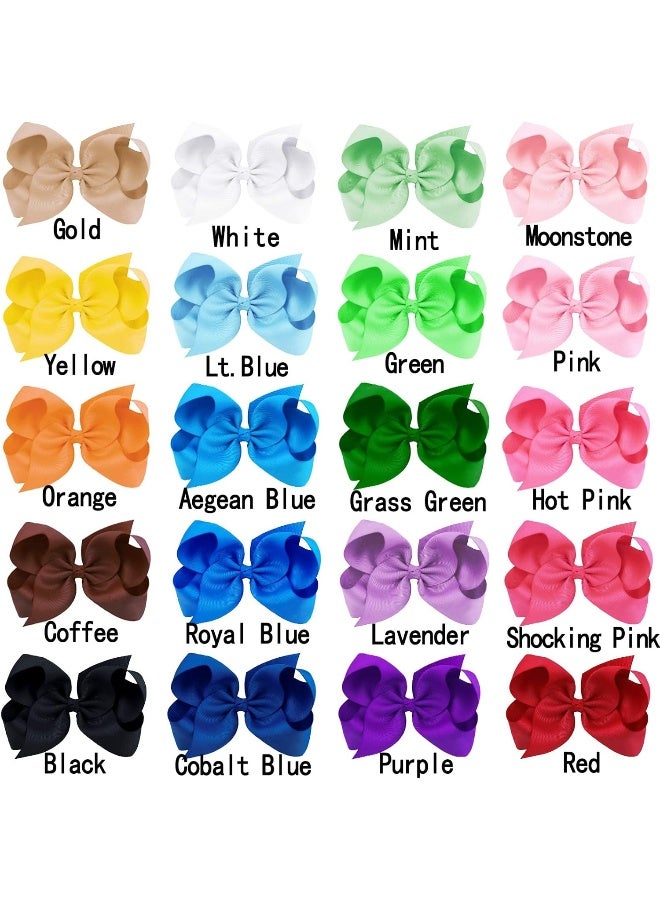 Oaoleer 40Pcs 4.5" Hair Bows Clips Grosgrain Ribbon, Alligator Clips, Barrettes Hair Accessories for Baby Girls Infants Toddlers Kids Teens Children (4.5 Inch, 20 Colors in Pairs) - Image 2