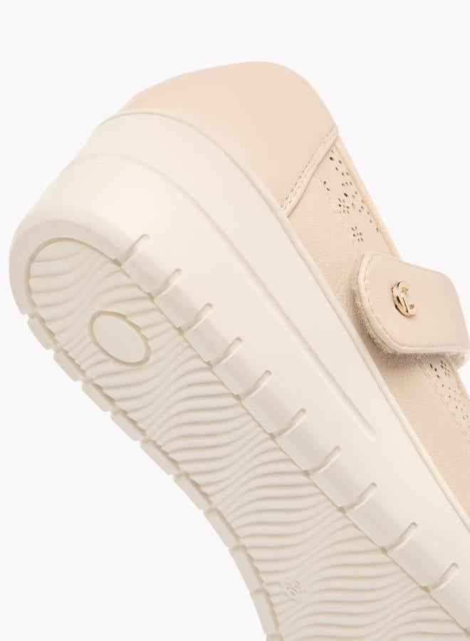 Le Confort Women Laser Cut Ballerina Shoes with Hook and Loop Closure - Image 5