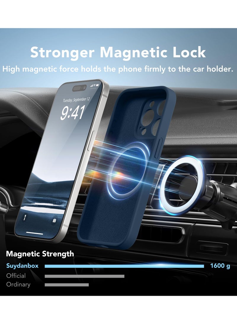 SUYDANBOX Magnetic for iPhone 15 Pro Max Case Compatible with MagSafe [Full Camera Protection][Screen Protector] Silicone Shockproof Protective Phone Case for iPhone 15 Pro Max 6.7" Cobalt Blue - Image 4