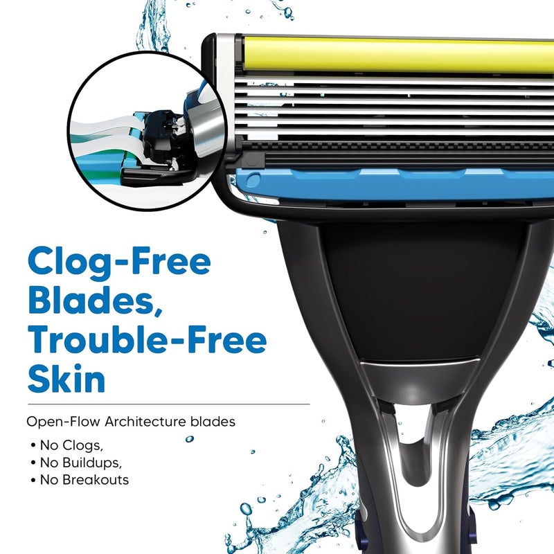 Lets Shave Pro 6 Acne Friendly Razor for Men | Anti-Acne Shaving Kit with 1 Handle, 2 Blades & Razor Cap | Clog-Free 6-Blade Design with Beard Styling Back-Blade | Gentle on Acne-Prone Skin - Image 4