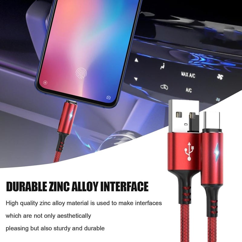 Red USB C Fast Charging Cable With LED Light And Auto Off For Laptop Phone - Image 4